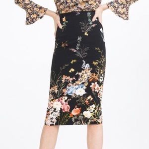 Zara midi floral pencil skirt